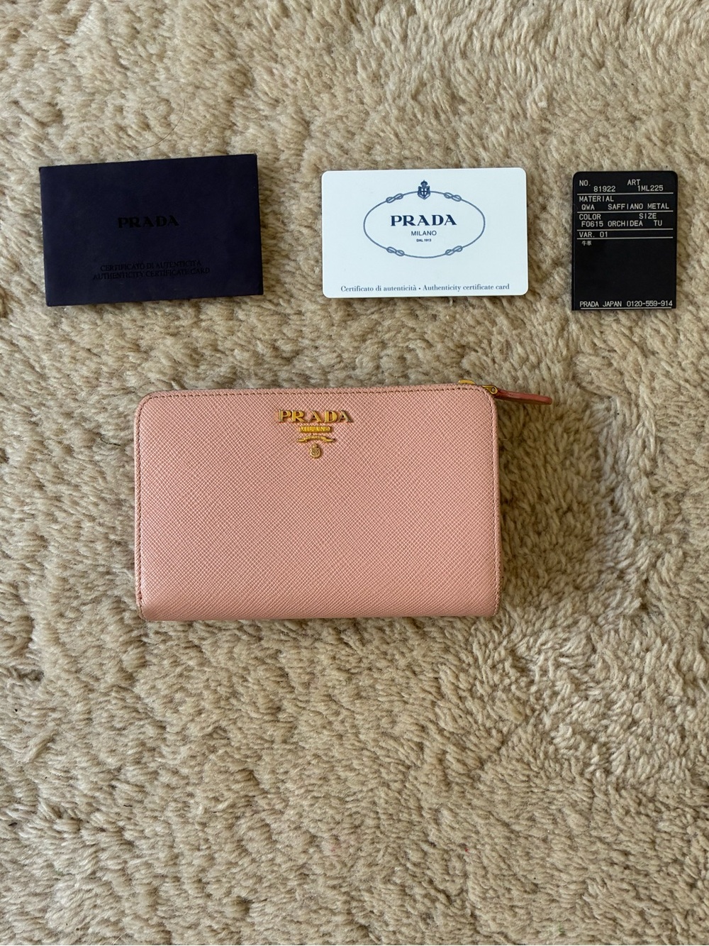 Prada pink saffiano leather wallet